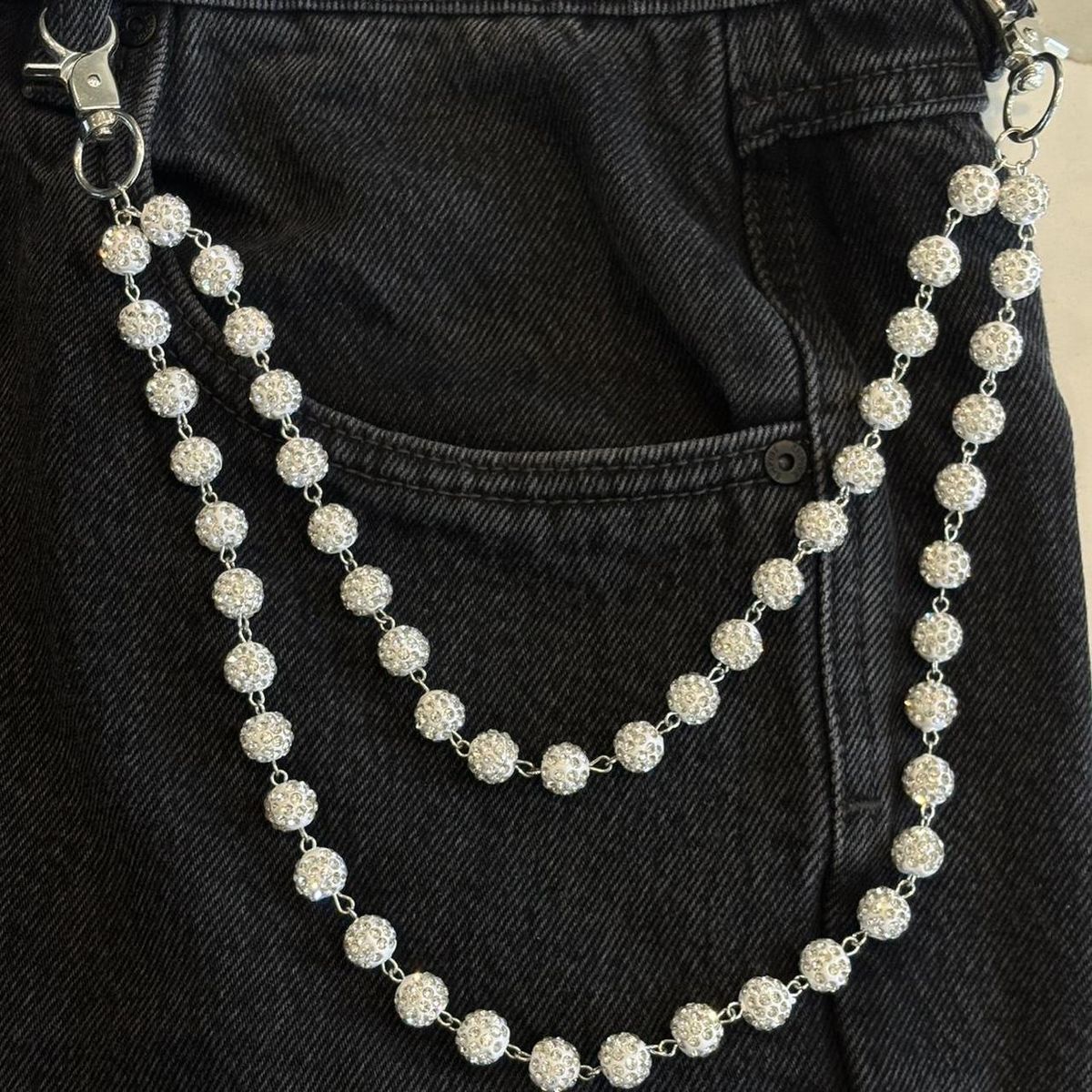 CRYSTAL BELT CHAIN WHITE